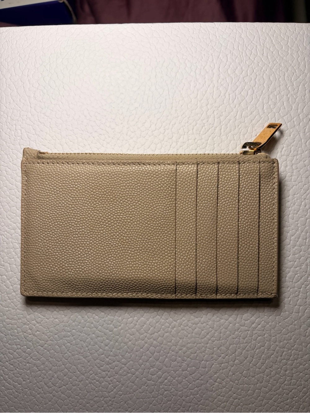 Saint Laurent Beige Quilted Leather Card Case with Gold YSL Logo - Picture 2 of 8